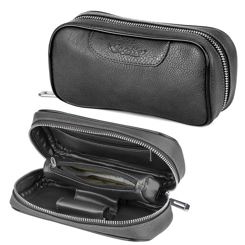 Leather tobacco pipe - tobacco,